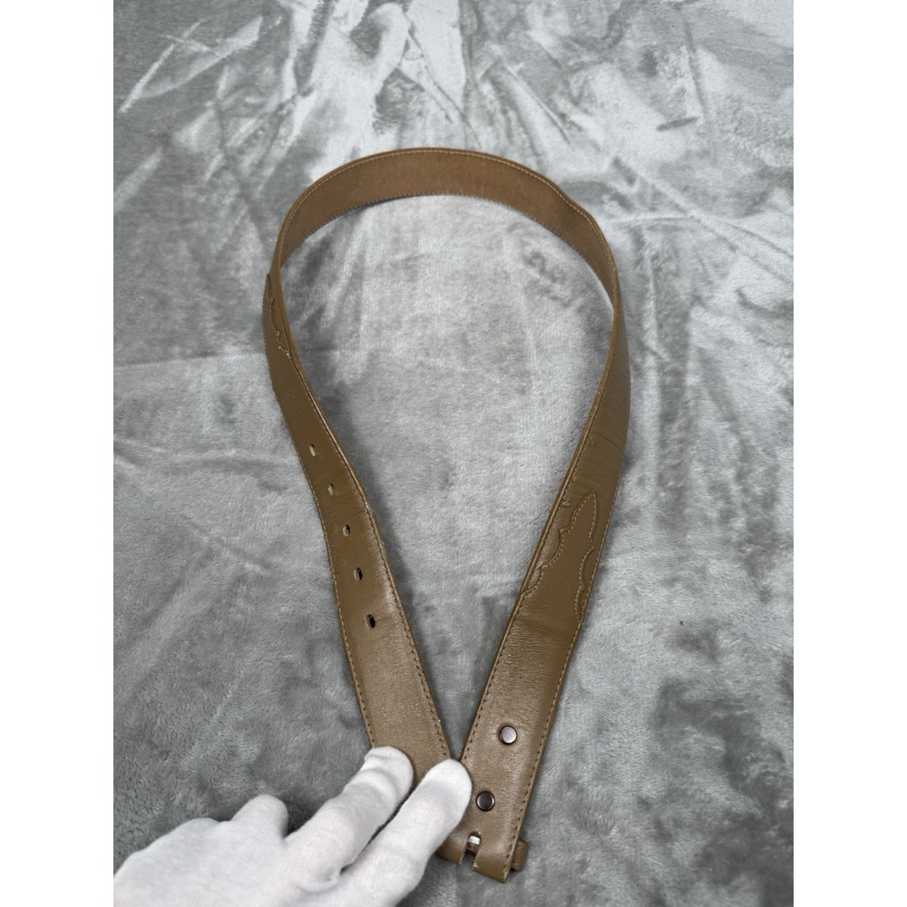 Vintage Tony Lama Leather Belt Mens 34 Tan Cowhide Western Cowboy 80s 70s USA